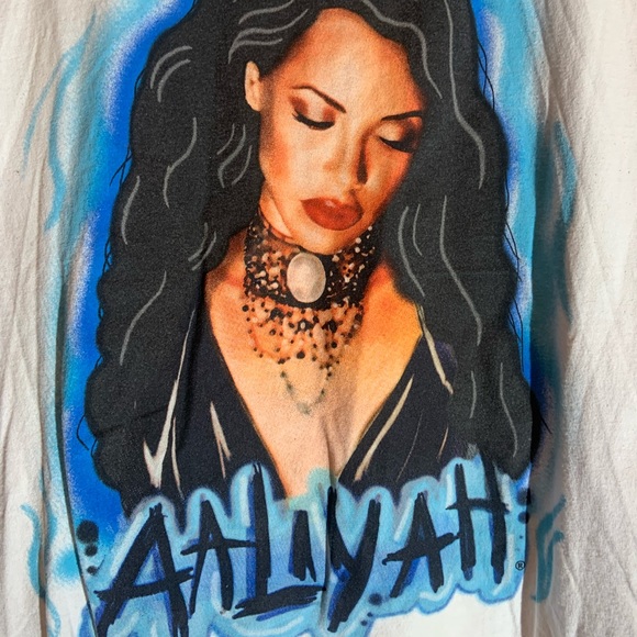 AAliyah large white graphic vintage T-shirt - Picture 1 of 4